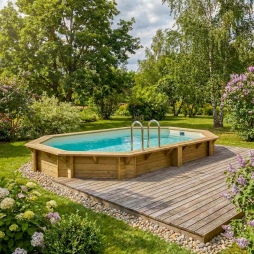 Piscina in legno NEMO 4.3 x 3 - H.1.31 m, sabbia, con supporti da cementare
