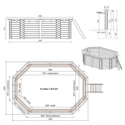 Piscina in legno NEMO 4.3 x 3 - H.1.31 m, sabbia, con supporti da cementare