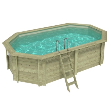 Piscina in legno NEMO 5.79 x 3.49 - H.1.45 m, sabbia, con supporti da cementare