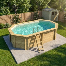 Piscina in legno NEMO 5.79 x 3.49 - H.1.45 m, sabbia, con supporti da cementare