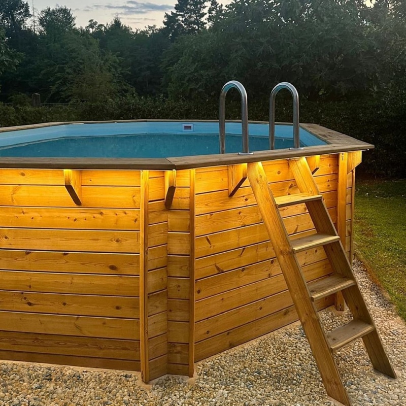 Piscina in legno NEMO 5.79 x 3.49 - H.1.45 m, sabbia, con supporti da cementare