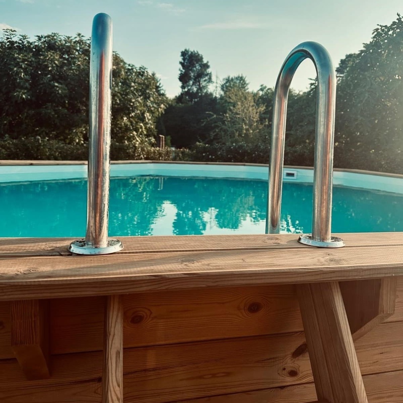 Piscina in legno NEMO 5.79 x 3.49 - H.1.45 m, grigio, Su telaio - senza cementazione