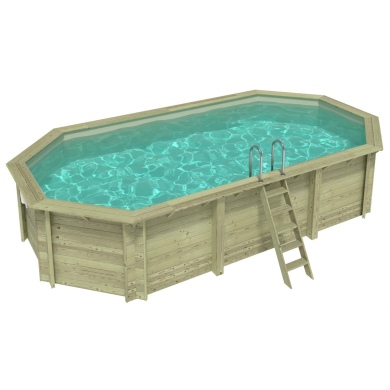 Piscina in legno NEMO 7.3 x 3.97 - H.1.45 m, sabbia, Su telaio - senza cementazione