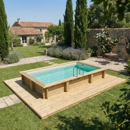 Piscina in legno AQUA 4.65 x 2.85 - H.1.24 m, sabbia, con supporti da cementare