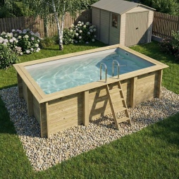 Piscina in legno AQUA 4.65 x 2.85 - H.1.24 m, grigio, Su telaio - senza cementazione