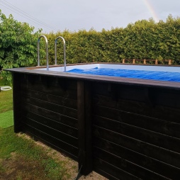 Piscina in legno AQUA 4.65 x 2.85 - H.1.24 m, grigio, Su telaio - senza cementazione
