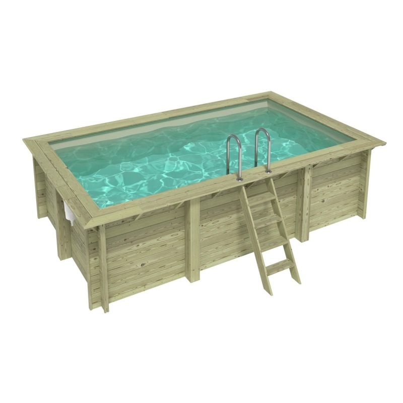 Piscina in legno AQUA 4.65 x 2.85 - H.1.24 m, sabbia, Su telaio - senza cementazione