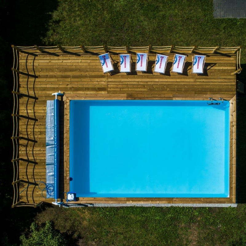 Piscina in legno AQUA 6.1 x 2.85 - H.1.31 m, grigio, con supporti da cementare