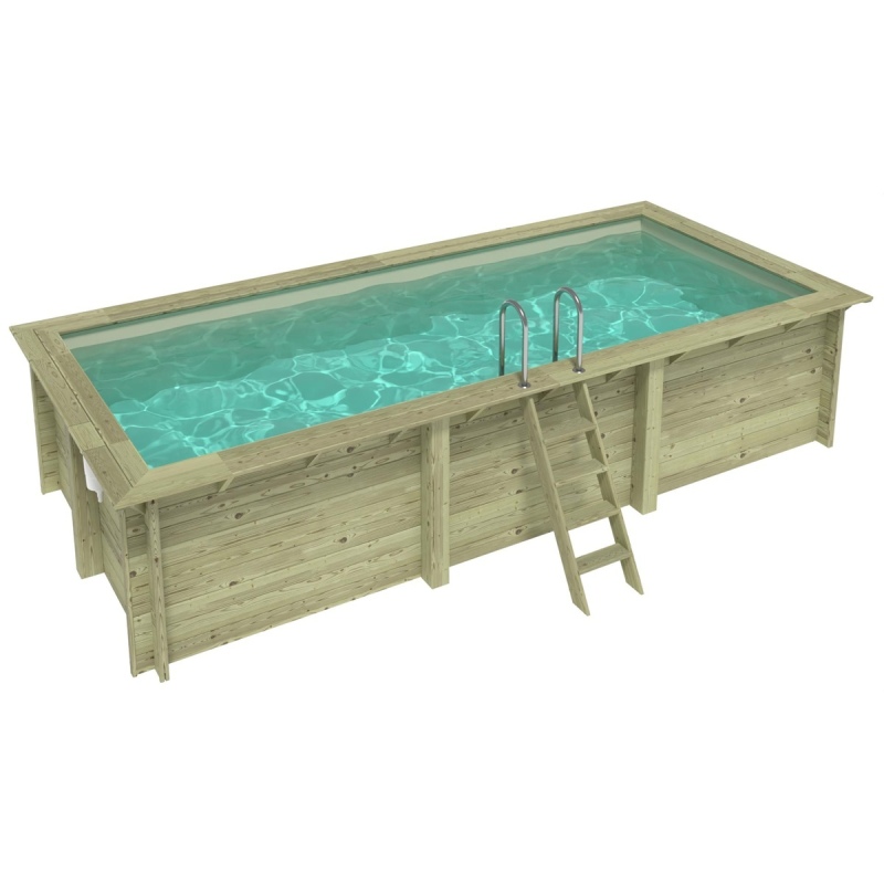 Piscina in legno AQUA 6.1 x 2.85 - H.1.31 m, sabbia, con supporti fissati al calcestruzzo