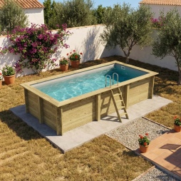 Piscina in legno AQUA 6.1 x 2.85 - H.1.31 m, grigio, Su telaio - senza cementazione