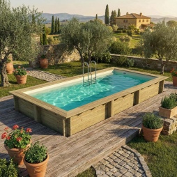 Piscina in legno AQUA 6.1 x 2.85 - H.1.31 m, sabbia, Su telaio - senza cementazione