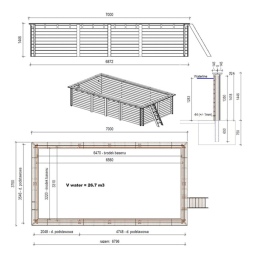 Piscina in legno  7 x 3.75 - H.1.45 m, , 