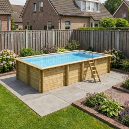 Piscina in legno AQUA 7 x 3.75 - H.1.45 m, grigio, 