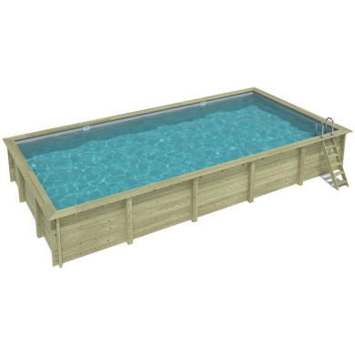Piscina in legno AQUA 10.2 x 5.2 - H.1.45 m, grigio, con supporti da cementare