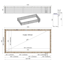 Piscina in legno AQUA 10.2 x 5.2 - H.1.45 m, sabbia, con supporti da cementare