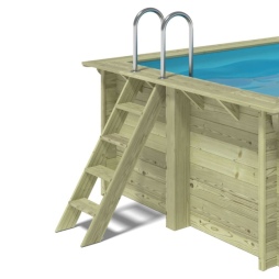 Piscina in legno AQUA 10.2 x 5.2 – H.1.45 m con spiaggia, sabbia, con supporti da cementare