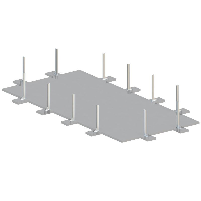 Piscina in legno AQUA 10.2 x 5.2 – H.1.45 m con spiaggia, grigio, con supporti fissati al calcestruzzo