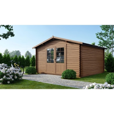 Casetta da giardino in legno - 15.2m2 - 3.9x3.9m - impregnata - 34mm - colore: marrone