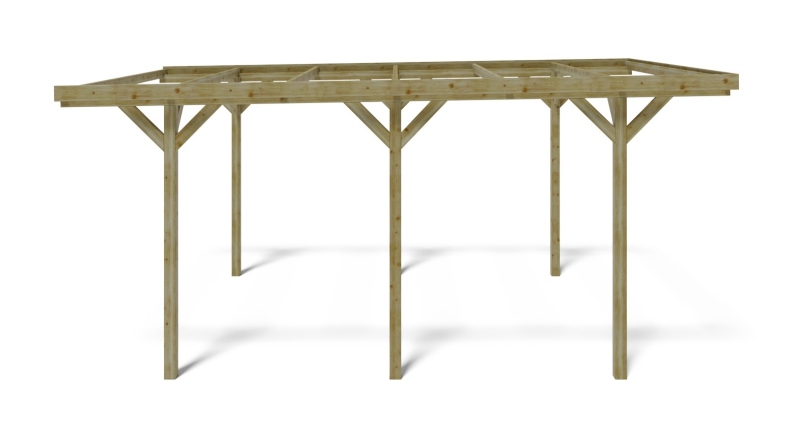 Tettoia posto auto coperto in legno 3.04x5.12 m - 15.57 m2