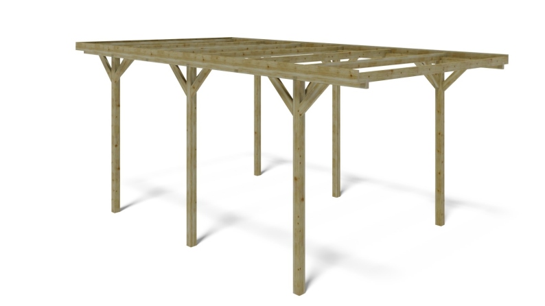 Tettoia posto auto coperto in legno 3.04x5.12 m - 15.57 m2