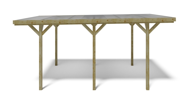 Tettoia posto auto coperto in legno 3.04x5.12 m - 15.57 m2 - copertura PVC  