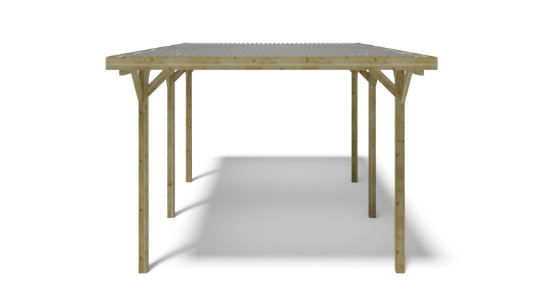 Tettoia posto auto coperto in legno 3.04x5.12 m - 15.57 m2 - copertura PVC  