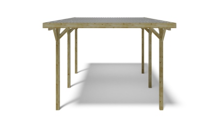 Tettoia posto auto coperto in legno 3.04x5.12 m - 15.57 m2 - copertura PVC  