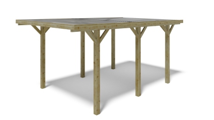 Tettoia posto auto coperto in legno 3.04x5.12 m - 15.56 m2 - copertura PVC  