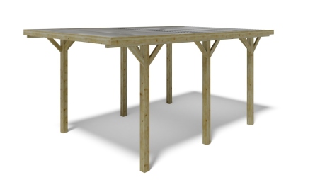 Tettoia posto auto coperto in legno 3.04x5.12 m - 15.56 m2 - copertura PVC  