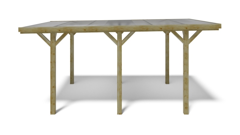 Tettoia posto auto coperto in legno 3.04x5.12 m - 15.56 m2 - copertura PVC  