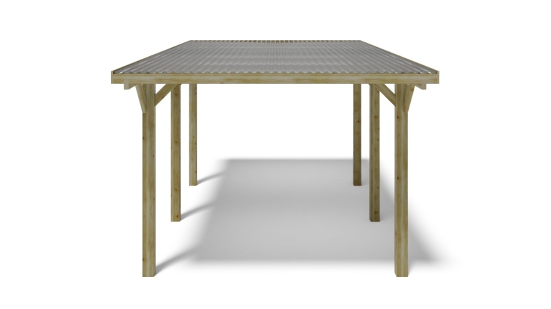 Tettoia posto auto coperto in legno 3.04x5.12 m - 15.56 m2 - copertura PVC  