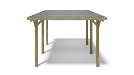 Tettoia posto auto coperto in legno 3.04x5.12 m - 15.56 m2 - copertura PVC  