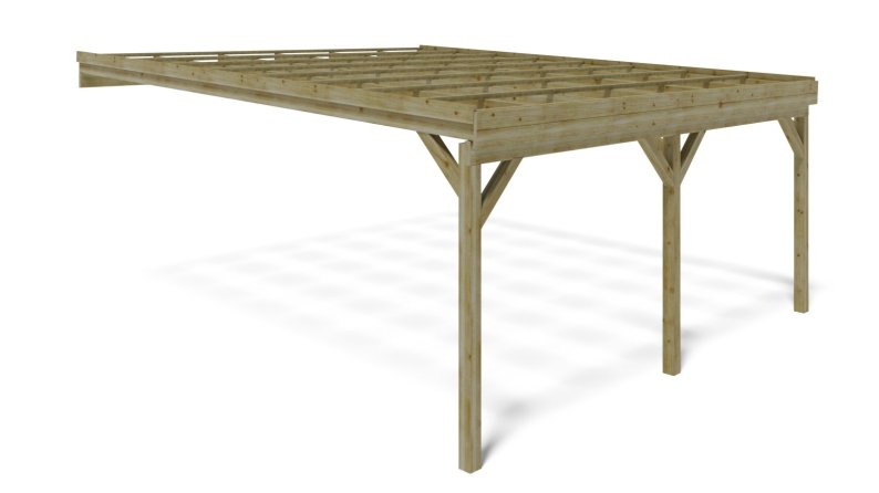 Tettoia posto auto coperto in legno 5.8x5.06 m - 29 m2 - addossato 