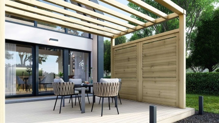 Recinto, pannello in legno con lamelle, set - impregnato in verde