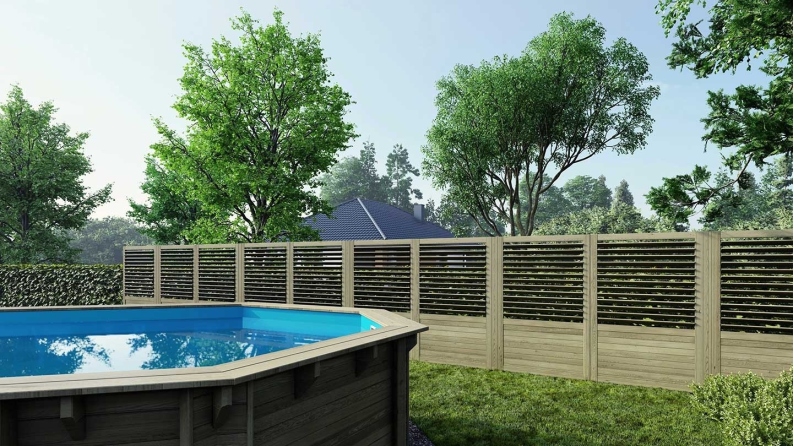 Recinto, pannello in legno con lamelle, set - impregnato in verde