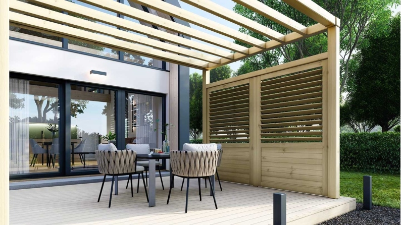 Recinto, pannello in legno con lamelle, set - impregnato in verde