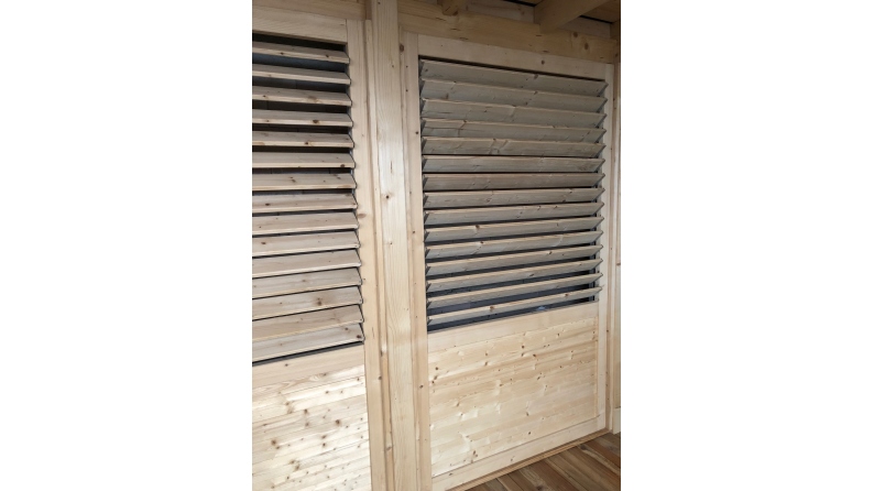 Recinto, pannello in legno con lamelle, set - impregnato in verde