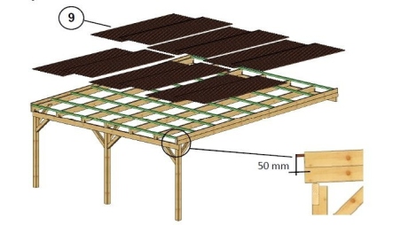 Tettoia posto auto coperto in legno 5.8x5.06 m - 29 m2 - copertura PVC  