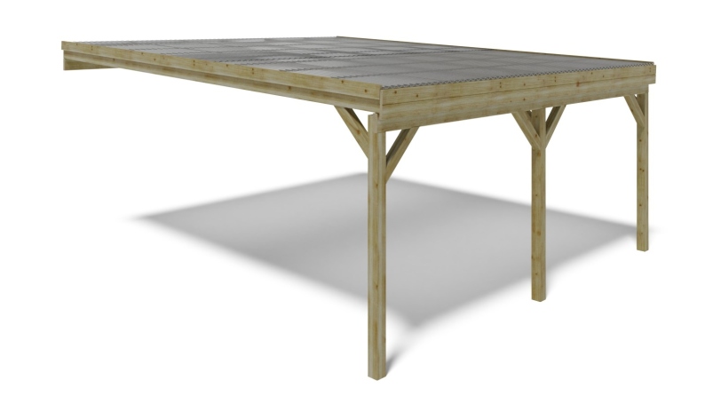 Tettoia posto auto coperto in legno 5.8x5.06 m - 29 m2 - copertura PVC  