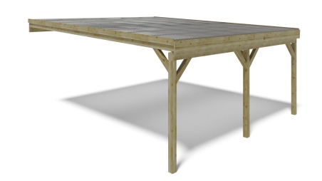 Tettoia posto auto coperto in legno 5.8x5.06 m - 29 m2 - copertura PVC  