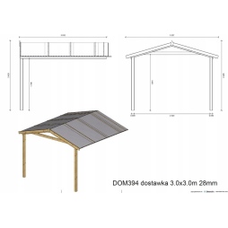 Tettoia di terazzo in legno - 3x3m - impregnata - colore 