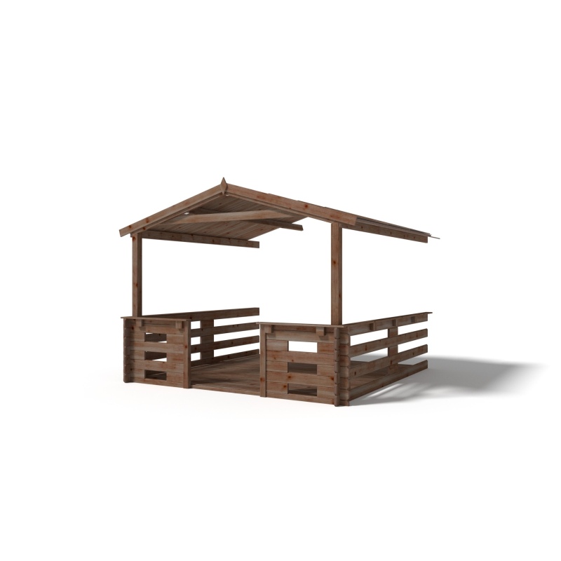 Tettoia di terazzo in legno - 3x3m - impregnata - colore 