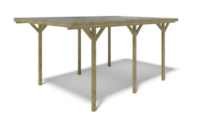 Tettoia posto auto coperto in legno 3.04x5.12 m - 15.57 m2 - copertura con lastra in acciaio 