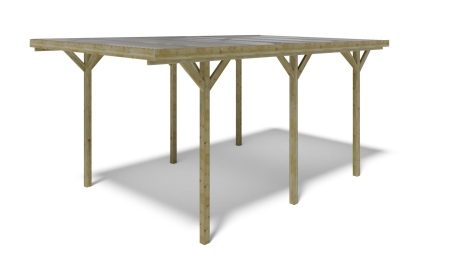 Tettoia posto auto coperto in legno 3.04x5.12 m - 15.57 m2 - copertura con lastra in acciaio 