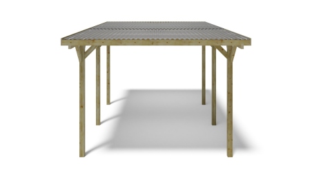 Tettoia posto auto coperto in legno 3.04x5.12 m - 15.57 m2 - copertura con lastra in acciaio 