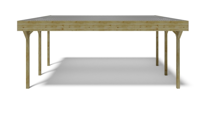 Tettoia posto auto coperto in legno 6.06x5.03 m - 30 m2 - copertura con lastra in acciaio 