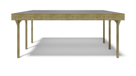 Tettoia posto auto coperto in legno 6.06x5.03 m - 30 m2 - copertura con lastra in acciaio 