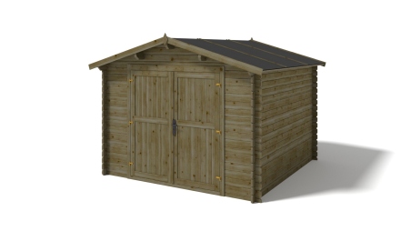 Casetta da giardino in legno - 9m2 - 3x3m - impregnata - 28mm - colore: verde