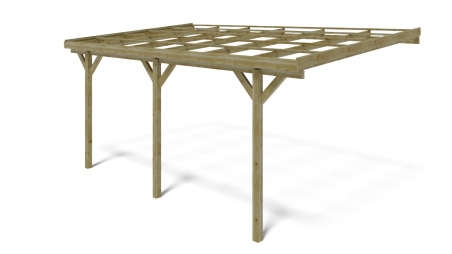 Tettoia posto auto coperto in legno 3x5,24 m - 15 m2 - addossato 