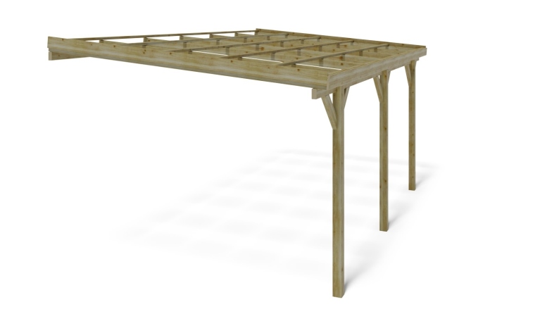 Tettoia posto auto coperto in legno 3x5.24 m - 15 m2 - addossato 